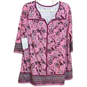 NWT Woman Within Shades of Pink Paisley Print Tunic Women's 14/16 XL